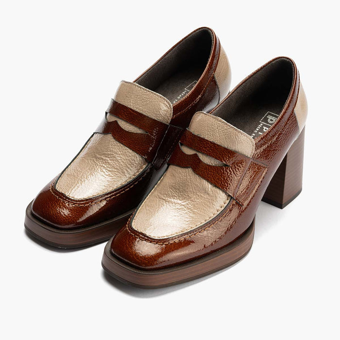 pitillos Zapato Abotinado Bicolor de mujer color cuero/piedra Envío gratis