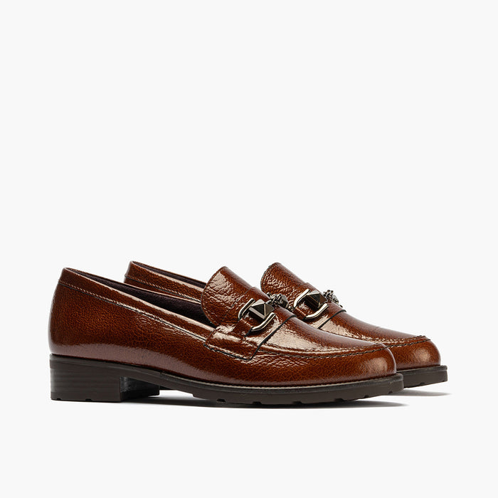 pitillos Mocasín Adorno para mujer color cuero