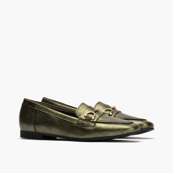 pitillos Mocasín Laminado de mujer color verde