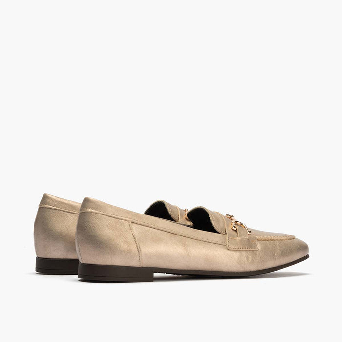 pitillos Mocasín Laminado mujer color piedra Última moda