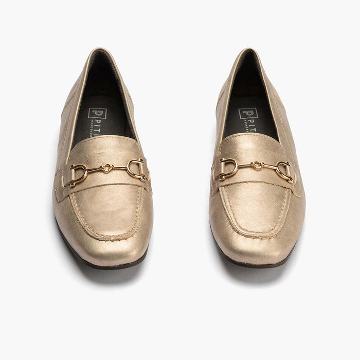 pitillos Mocasín Laminado mujer color piedra Última moda