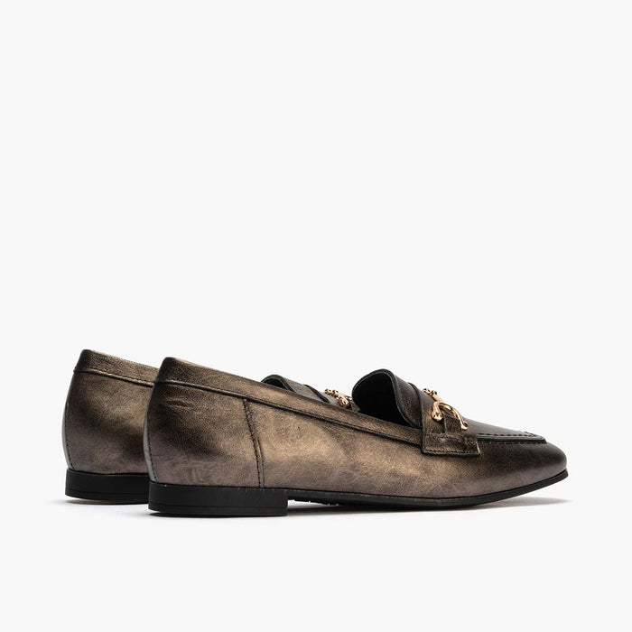 pitillos Mocasín Laminado para mujer color bronce Descuento por venta flash