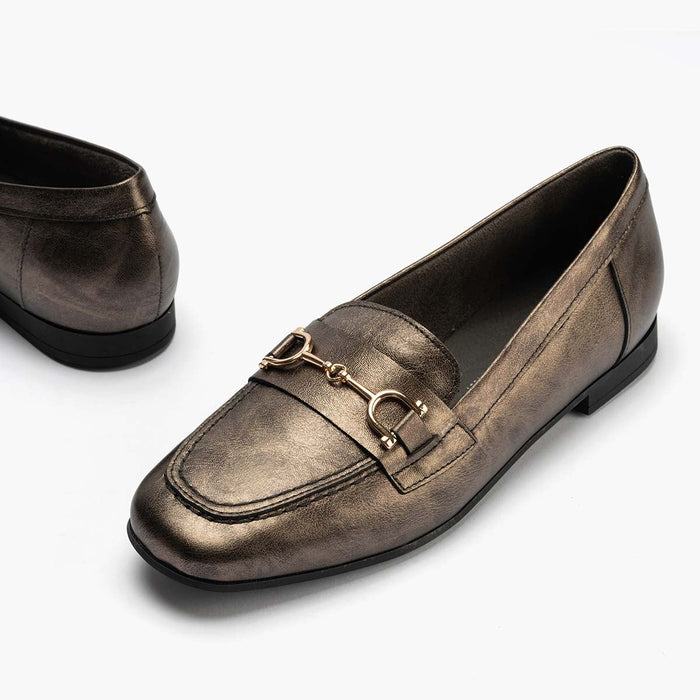 pitillos Mocasín Laminado para mujer color bronce Descuento por venta flash