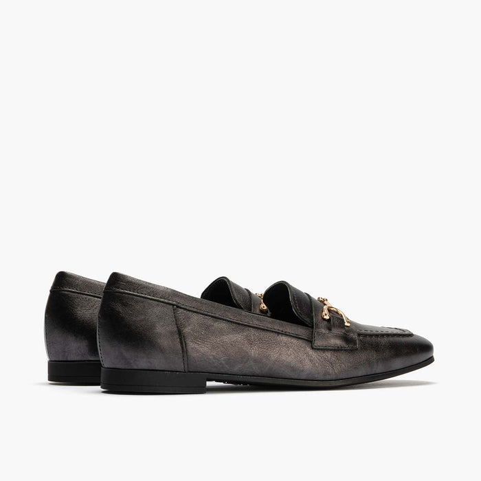 pitillos Mocasín Laminado mujer color antracita Ofertas de temporada