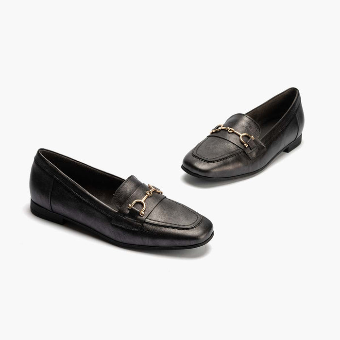 pitillos Mocasín Laminado mujer color antracita Ofertas de temporada