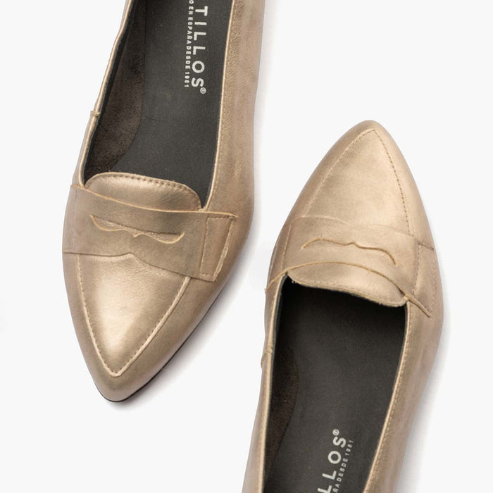 pitillos Mocasín en Laminado para mujer color piedra Venta caliente
