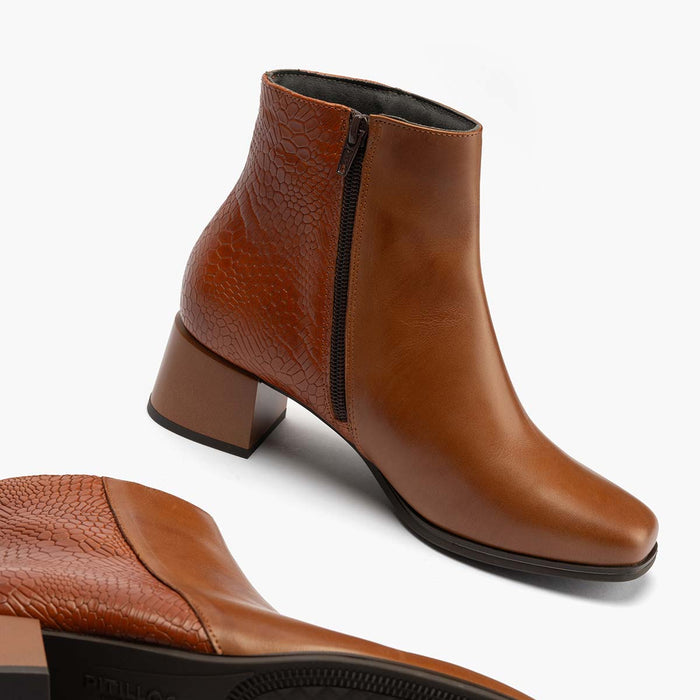 pitillos Botín Combinado de mujer color cuero Últimos 3 días
