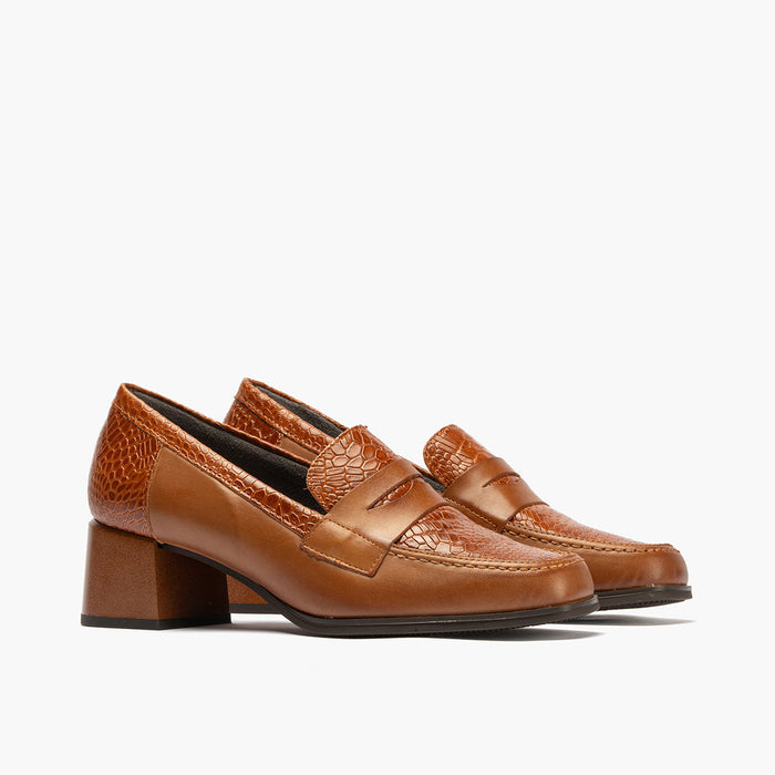 pitillos Mocasín Combinado para mujer color cuero ÚLTIMAS EDICIONES