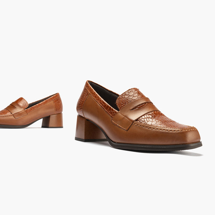 pitillos Mocasín Combinado para mujer color cuero ÚLTIMAS EDICIONES
