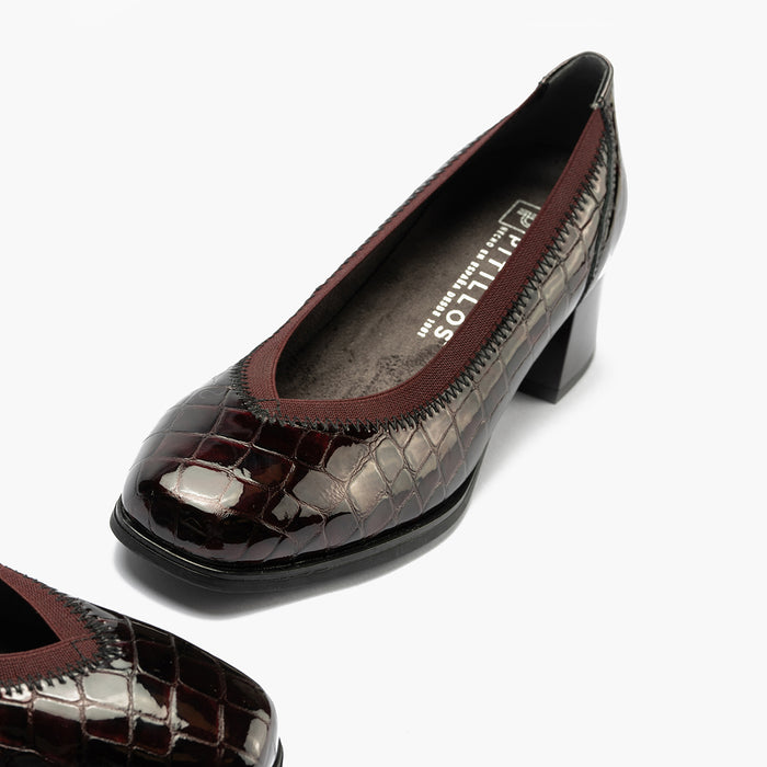 pitillos Zapato de Salón Pico con Elástico para mujer color burdeos Solo hoy
