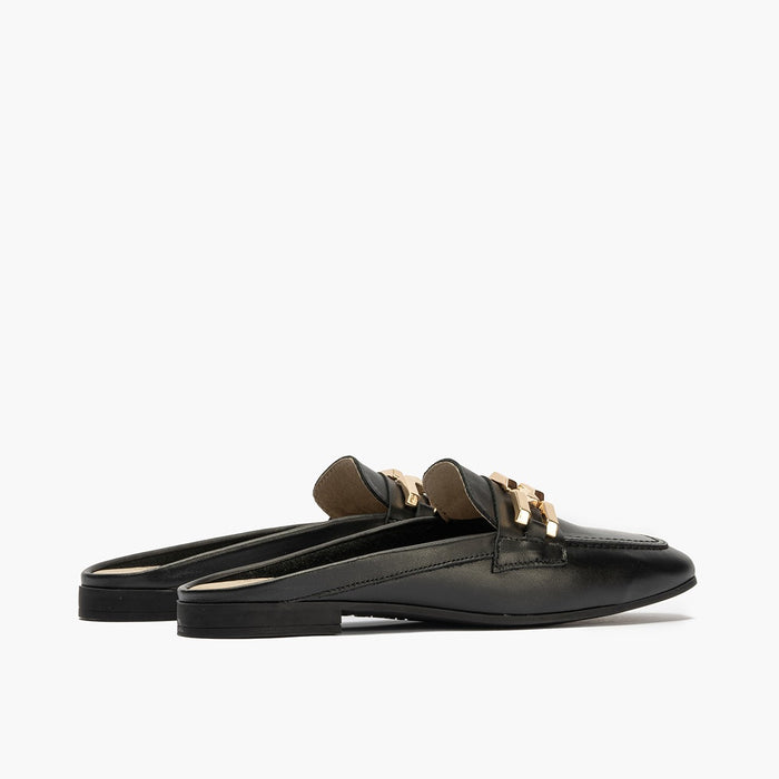 pitillos Mocasines de mujer zueco estilo mule con adorno y tacón bajo NEGRO Gran oferta