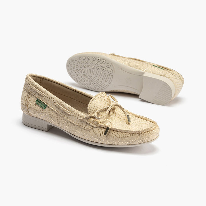 pitillos Mocasines de mujer con adorno de lazo y tacón DORADO