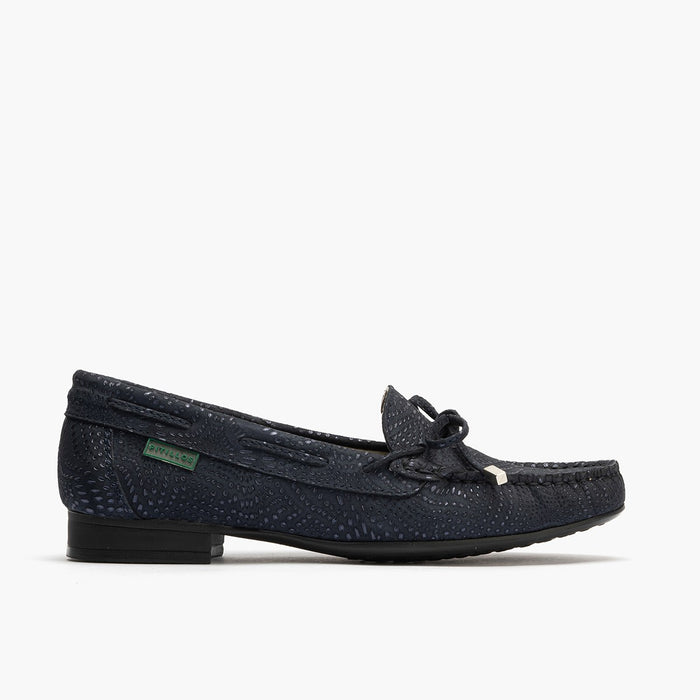 pitillos Mocasines de mujer con adorno de lazo y tacón AZUL Liquidación