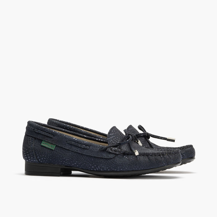 pitillos Mocasines de mujer con adorno de lazo y tacón AZUL Liquidación