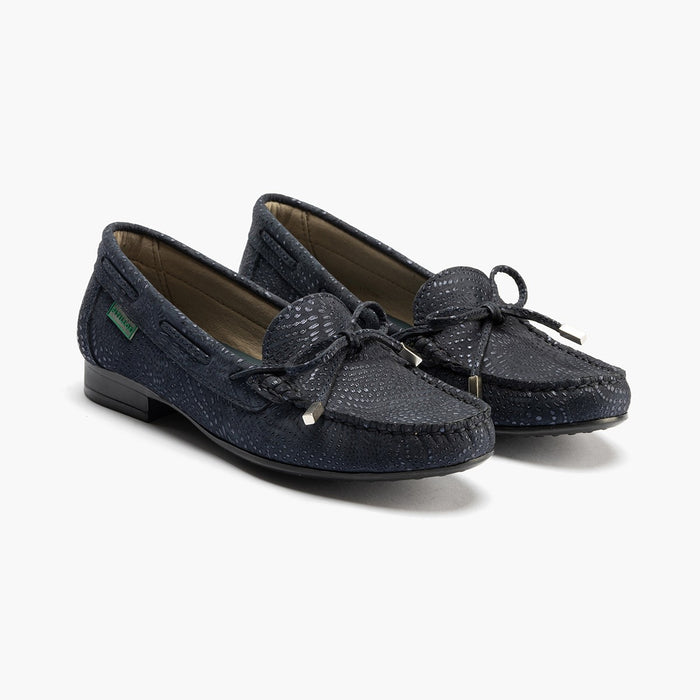 pitillos Mocasines de mujer con adorno de lazo y tacón AZUL Liquidación