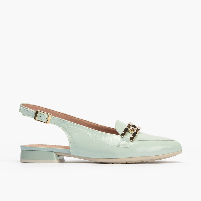 pitillos Mocasines de mujer en piel lamianda con adorno cadena metálica AZUL Mejor oferta
