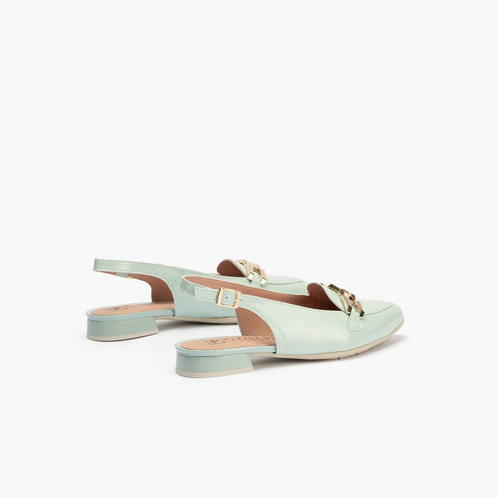 pitillos Mocasines de mujer en piel lamianda con adorno cadena metálica AZUL Mejor oferta