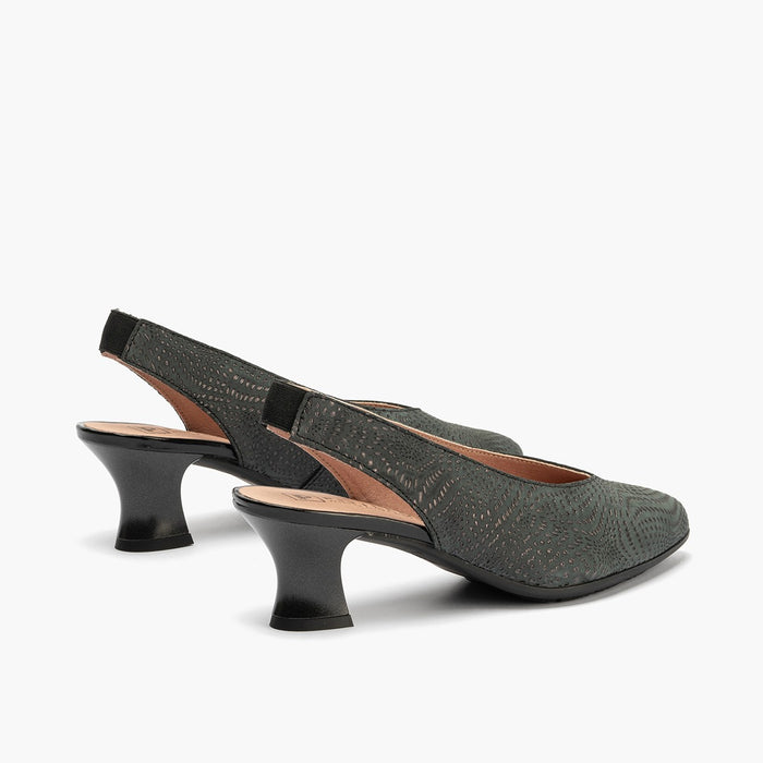 pitillos Zapatos de salón de mujer destalonado en piel y tacón embudo NEGRO Rebajas top
