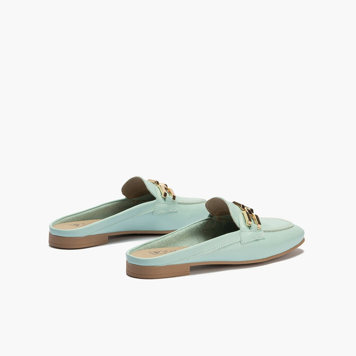 pitillos Mocasines de mujer zueco estilo mule con adorno y tacón bajo AZUL ÚLTIMAS EDICIONES