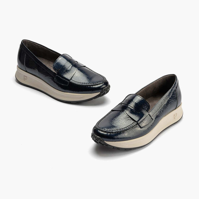 pitillos Mocasín Charol de mujer color marino En oferta