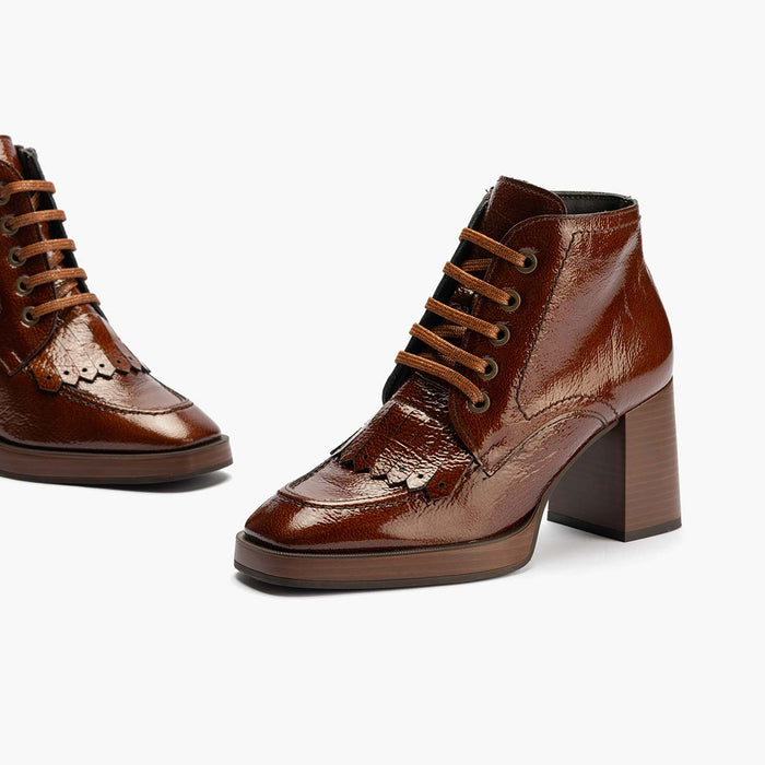 pitillos Botín Flecos de mujer color cuero Ofertas de temporada