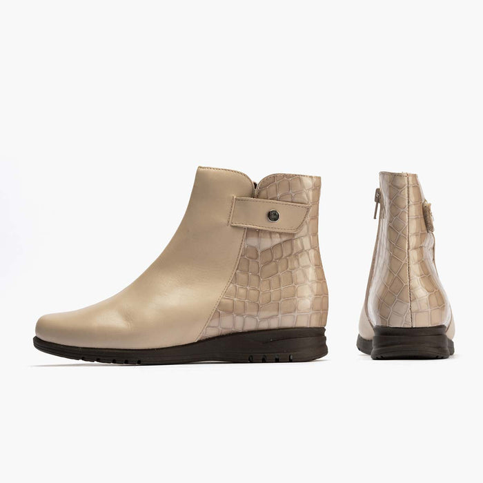 pitillos Botín Combinado para mujer color piedra Rebajas de fin de temporada