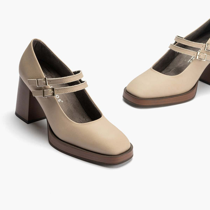pitillos Mercedes en Napa para mujer color piedra Gran oferta