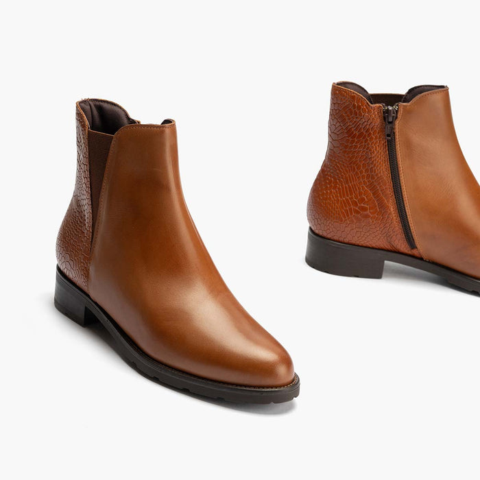 pitillos Botín Chelsea Combinado para mujer color cuero Tienda