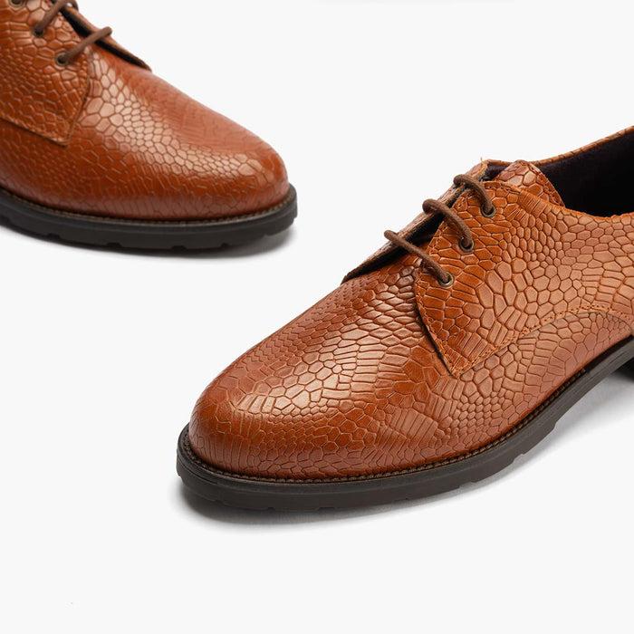 pitillos Blucher en Lagarto mujer color cuero Liquidación