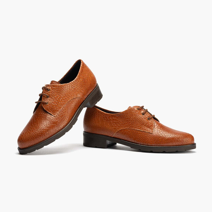 pitillos Blucher en Lagarto mujer color cuero Liquidación