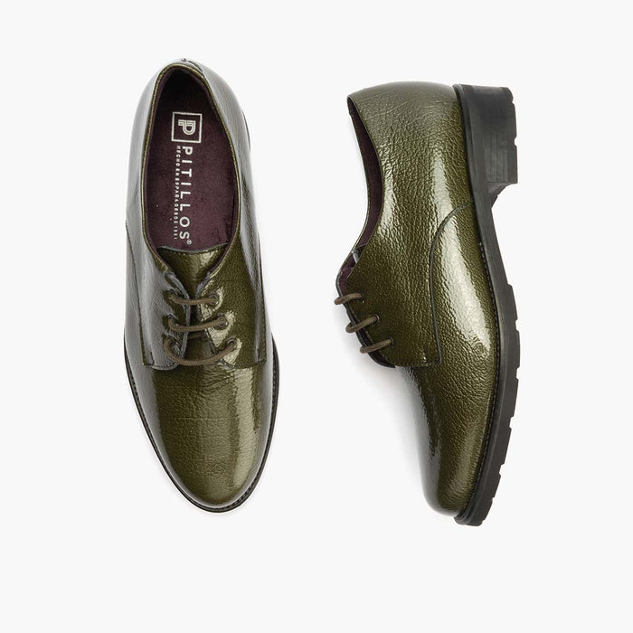 pitillos Blucher en Charol mujer color verde Oferta especial