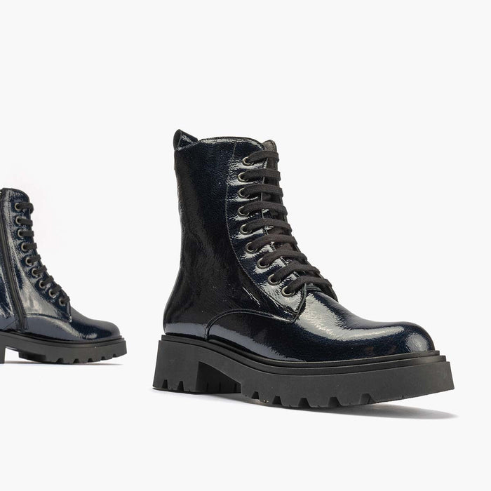 pitillos Bota Militar en Charol para mujer color marino Precio de fábrica