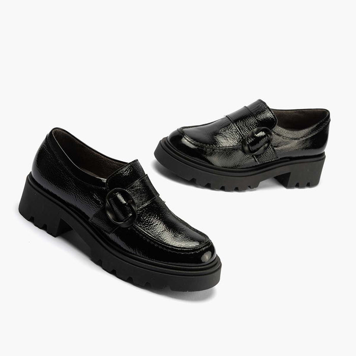 pitillos Zapato Abotinado en Charol para mujer color negro Promoción por tiempo limitado