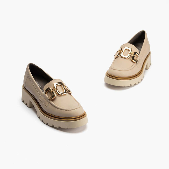 pitillos Mocasín en Napa mujer color piedra Grandes descuentos