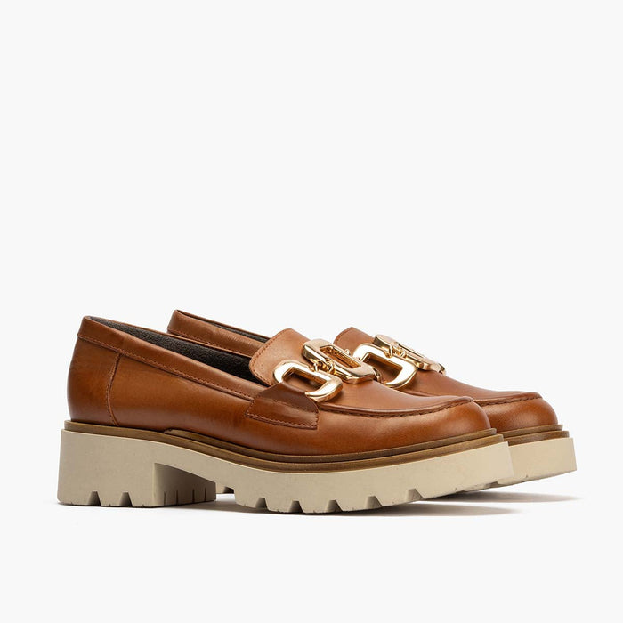 pitillos Mocasín en Napa de mujer color cuero