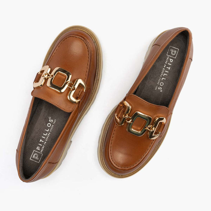 pitillos Mocasín en Napa de mujer color cuero Envío internacional gratuito