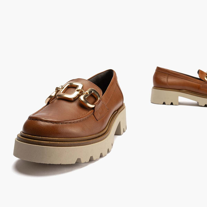 pitillos Mocasín en Napa de mujer color cuero Envío internacional gratuito