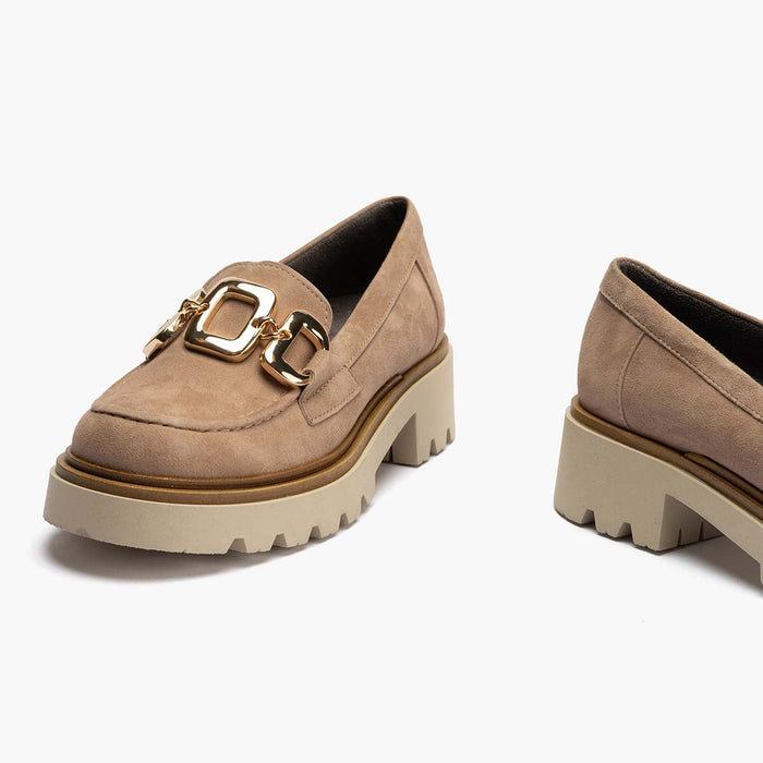 pitillos Mocasín en Ante de mujer color piedra Limitado a 3 días