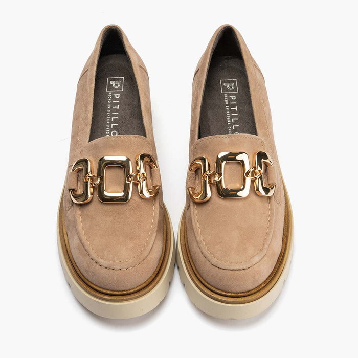 pitillos Mocasín en Ante de mujer color piedra Limitado a 3 días