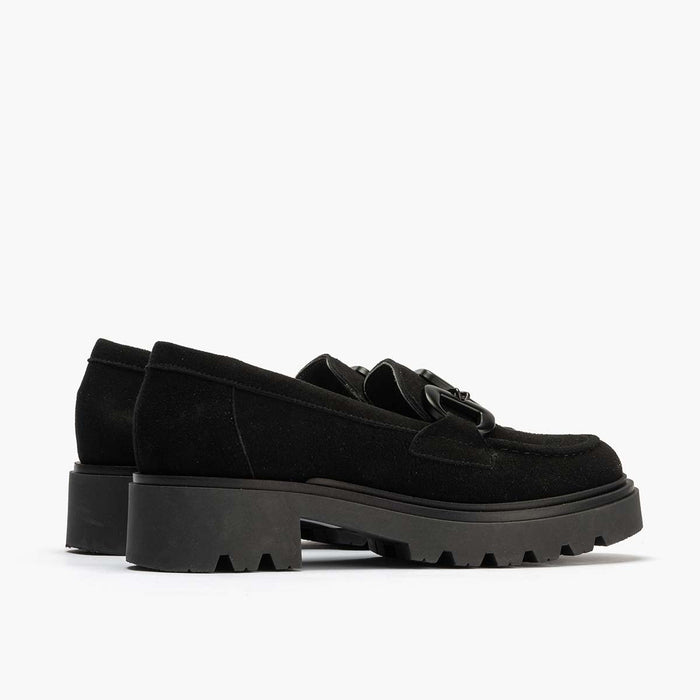 pitillos Mocasín en Ante mujer color negro Ahorra y exporta