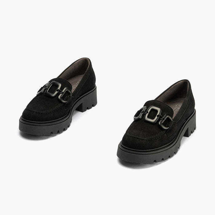 pitillos Mocasín en Ante mujer color negro Ahorra y exporta