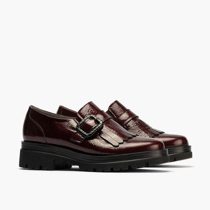 pitillos Zapato Abotinado en Charol mujer color burdeos