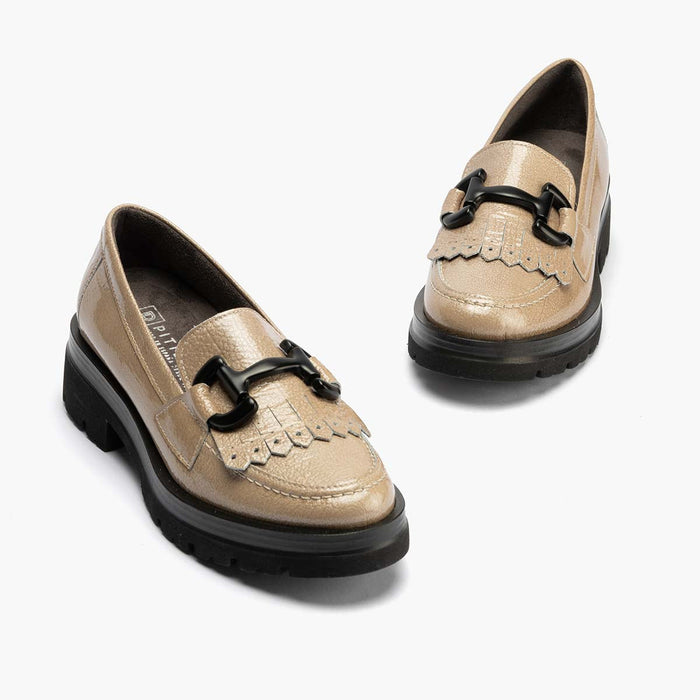pitillos Mocasín en Charol mujer color piedra Oferta exclusiva