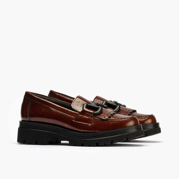 pitillos Mocasín en Charol para mujer color cuero