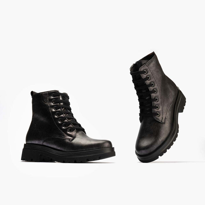 pitillos Bota Militar en Laminado de mujer color antracita Ofertas de temporada