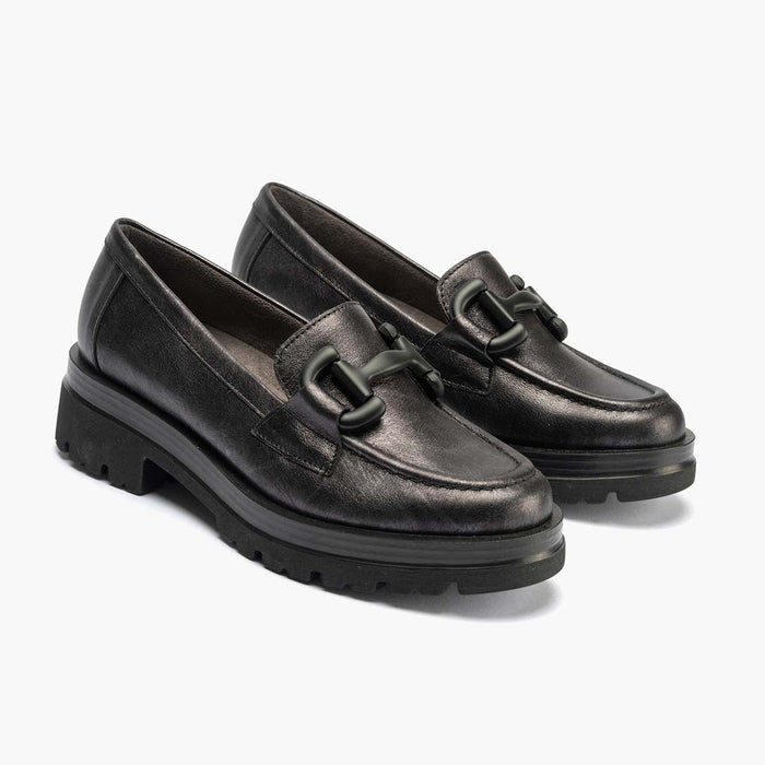 pitillos Mocasín en Laminado mujer color antracita Grandes ahorros
