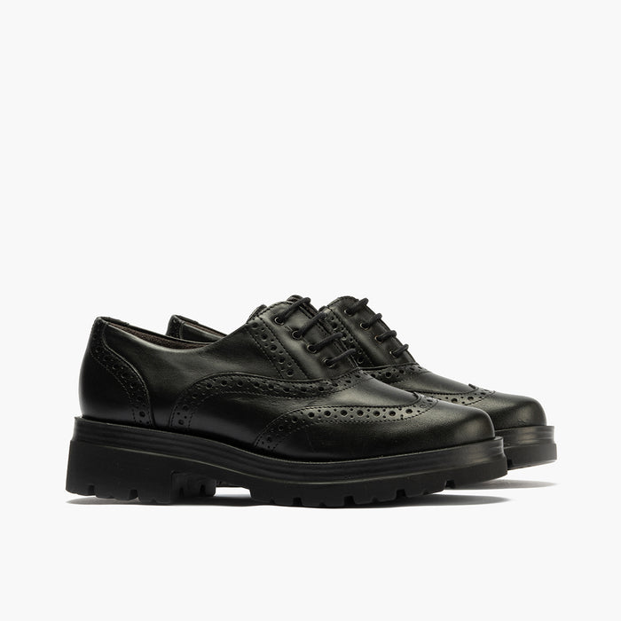 pitillos Zapato Inglés en Napa de mujer color negro Precio ultrabajo