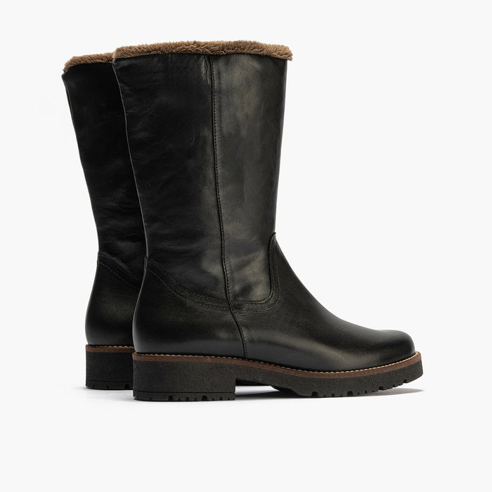 pitillos Bota Media con Pelo de mujer color negro Venta caliente