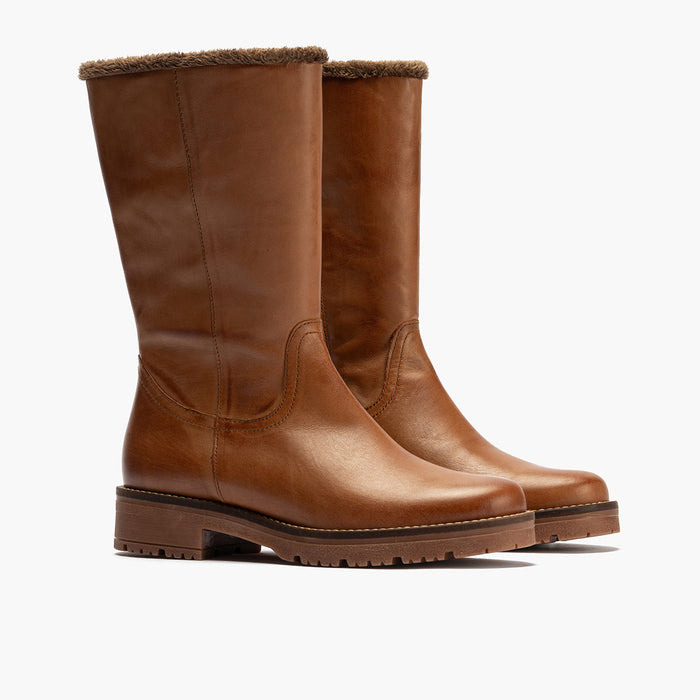 pitillos Bota Media con Pelo mujer color cuero En oferta