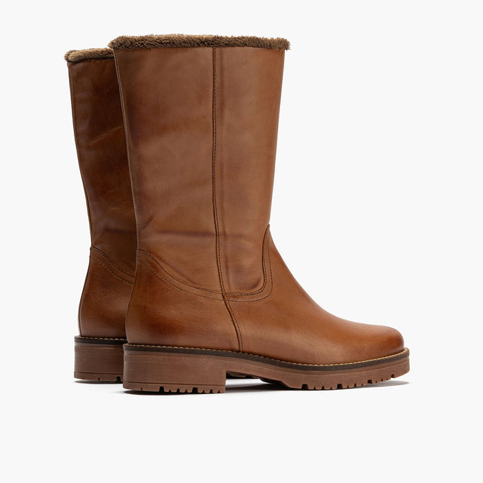 pitillos Bota Media con Pelo mujer color cuero En oferta